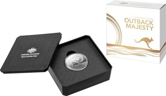 Outback Majesty: Australisches Känguru 1 oz Silber 2021 Proof