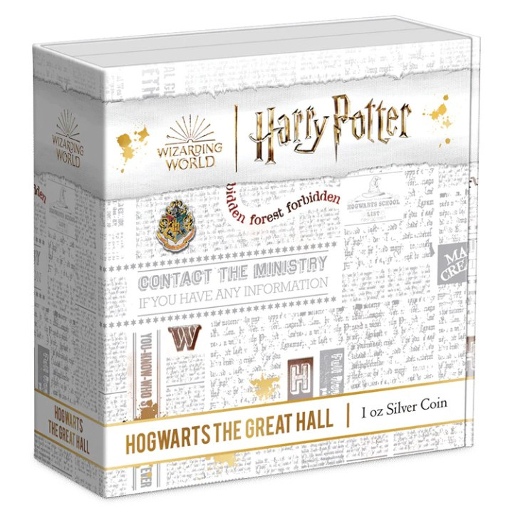 Niue: Harry Potter - Hogwarts La Sala Grande 1 oncia d'argento 2022 Finitura anticata