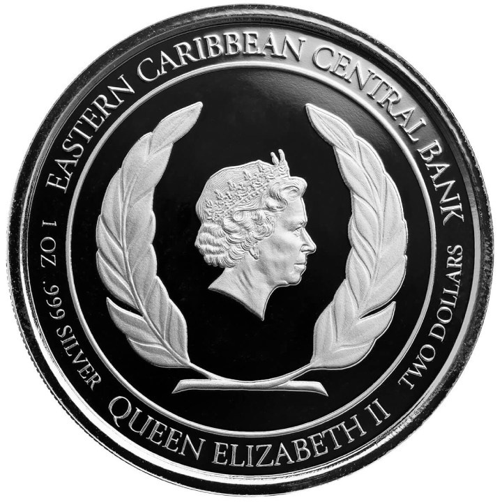 Dominica: Mountain Chicken coloured 1 oz Silver 2022 Proof