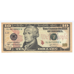 10 dolláros amerikai bankjegy (10 amerikai dollár / 10 USD) UNC