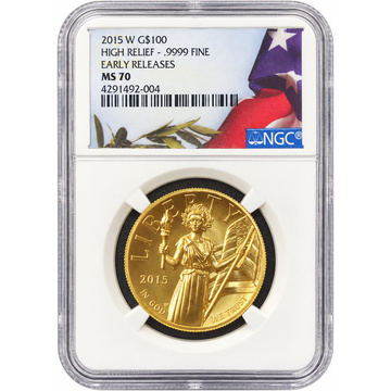 American Liberty aranyérme 1 uncia arany 2015-W NGC MS70 Early Releases High Relief