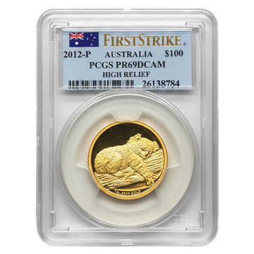 Koala 1 oz arany High Relief Proof 2012 PCGS PR69DCAM