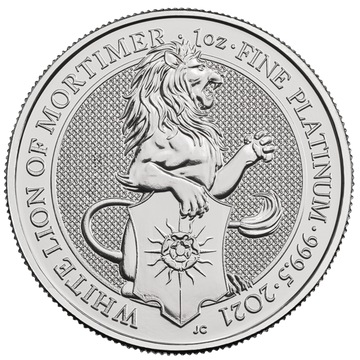 A királynő állatai: Mortimer fehér oroszlán 1 uncia platina 2021