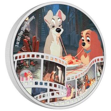 Niue: Disney Cinema Masterpieces – Lady and the Tramp színes 3 uncia ezüst 2023 Proof