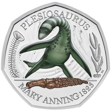 A Föld meséi: Plesiosaurus színes 50 pence ezüst 2021 Proof
