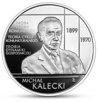 Nagy lengyel közgazdászok: Michał Kalecki 10 zł ezüst 2022 Proof