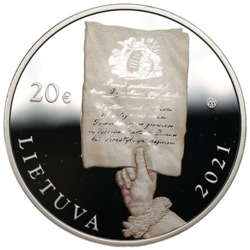 Litvánia: A május 3-i alkotmány 230. évfordulója Színes 20 euró ezüst 2021 Proof + tanúsítvány