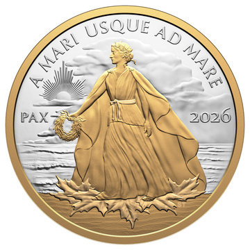 Canada: Peace Dollar placcato in oro 1 oncia d'argento 2026 Proof