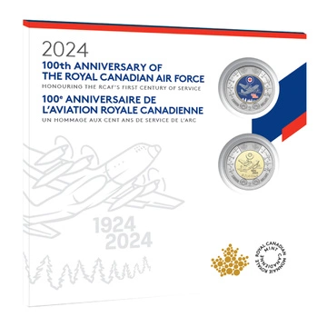 Set Canada: 100° anniversario della Royal Canadian Air Force - Commemorative Collector Keepsake Card - 2 monete 2024