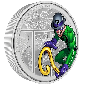 Niue: DC Villains - The Riddler colorato 3 once d'argento 2023 Proof