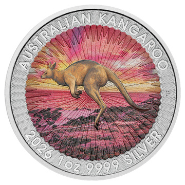 Moneta d’argento Canguro australiano Sundowner Edition colorata 1 oncia d’argento 2026