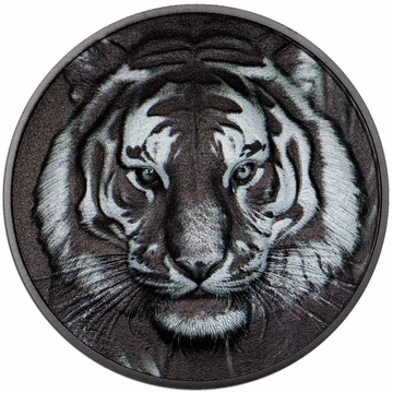 Isole Cook: Black and White - Tigre 1 oncia d’argento 2025 Obsidian Black Proof