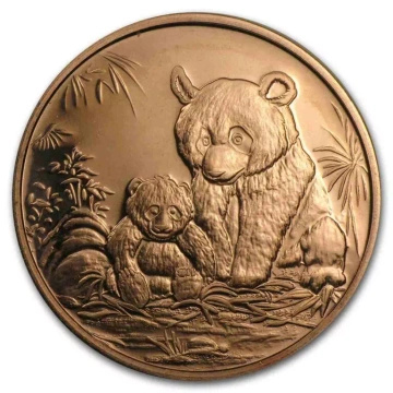 Medaglia Panda 1 oz rame AVDP