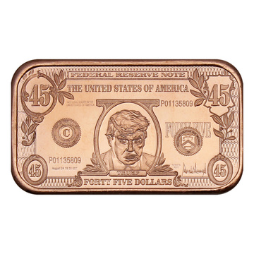 Lingotto di rame Trump 45 Banknote 1 oz