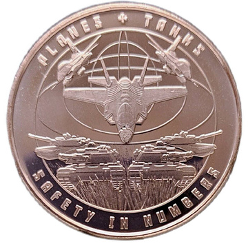 Medaglia in rame Safety in Numbers - Planes and Tanks 1 oz Copper