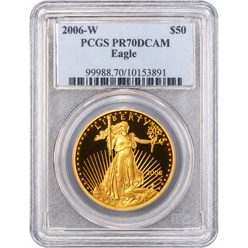 Moneta d’oro American Eagle 1 oncia d’oro 2006-W PCGS PR70DCAM Proof