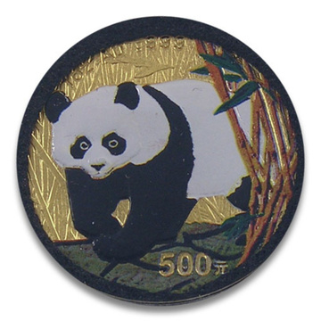 Panda cinese - Set di 5 monete d'oro 2001 Colorate