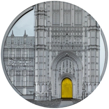 Palau: Tiffany Art Metropolis - Palazzo di Westminster colorato 5 once d'argento 2023 Black Proof Ultra High Relief