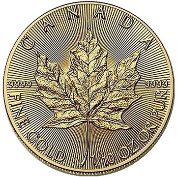 Moneta d’oro Maple Leaf canadese 1/10 once d’oro 2027
