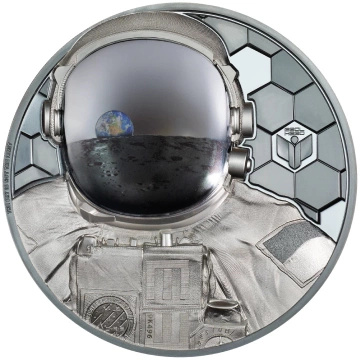 Isole Cook: Real Heroes - Astronauta colorato 1000 grammi d'argento 2024 Black Proof