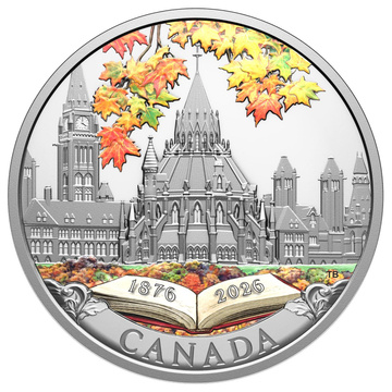 Moneta d’Argento 150th Anniversary of the Library of Parliament colorata 1 oncia d’Argento 2026 Proof