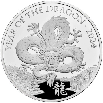 Royal Mint Lunar: Anno del Dragone 1000 grammi d'argento 2024 Proof