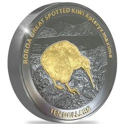 Kiwi dorato 5 once d'argento 2024 Black Proof