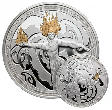 Maui e la Dea del Fuoco: Set di 2 monete 2 x 1 oncia d'argento 2019