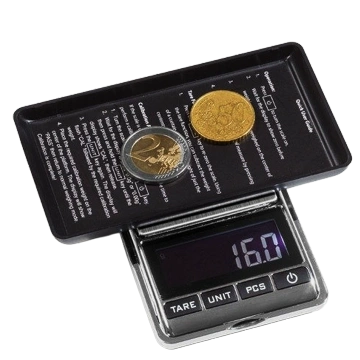 Leuchtturm - Bilancia digitale per monete LIBRA. Intervallo di misurazione: 0,1-500 g