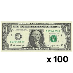 Banconota USA 1 dollaro (1 dollaro statunitense / 1 USD) UNC 100 pezzi