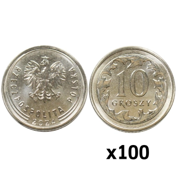 Banca Nazionale Polacca: 10 groszy Sacchetto della zecca (100 pezzi) del 2024 UNC