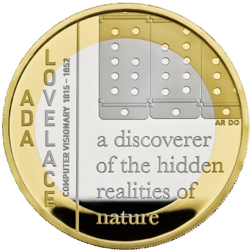 Ada Lovelace £2 placcata in oro argento 2023 Proof