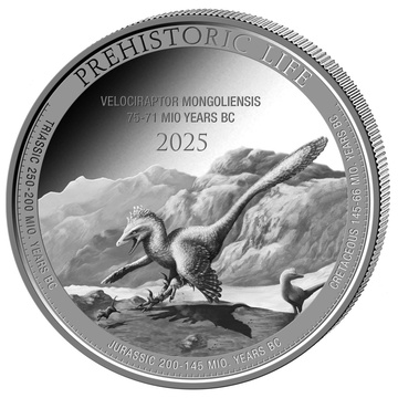 Moneta d’argento Congo: Prehistoric Life - Velociraptor Mongoliensis 1 oncia d’Argento 2025