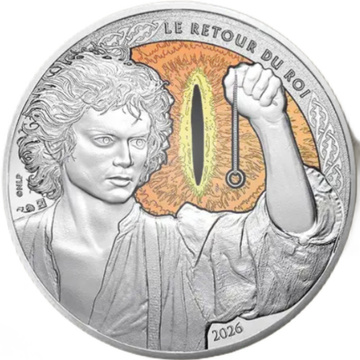 Moneta d'argento Lord of the Rings: Frodo and the Eye of Sauron colorata Argento Ag. 333 10 Euro 2026