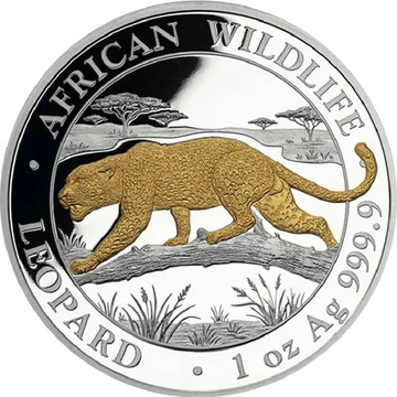 Somalia African Wildlife Leopard Gilded 1 oz Silver 2026