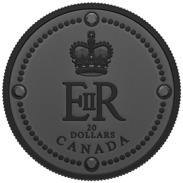 Canada: Queen Elizabeth II's Royal Cypher $20 Srebro 2022 Black Rhodium Matte Proof