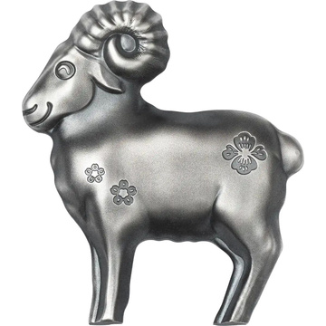 Srebrna Moneta Lunar Year - Fluffy Silver Sheep 1 uncja Srebra 2027 Antiqued Shaped Coin