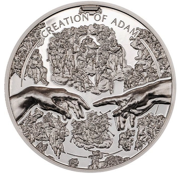Cook Islands: X-Ray - Creation of Adam kolorowany 1 uncja Srebra 2023 Proof Ultra High Relief