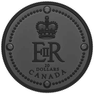 Canada: Queen Elizabeth II's Royal Cypher $20 Srebro 2022 Black Rhodium Matte Proof
