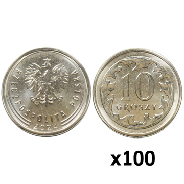 Narodowy Bank Polski: 10 groszy Worek Menniczy (100 sztuk) z 2024 UNC