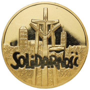 Złota Moneta "Solidarność" 200 000 Złotych 1 uncja Złota 1990