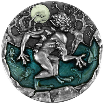 Niue: Topielec kolorowany 2 uncje Srebra 2022 High Relief Antiqued Coin