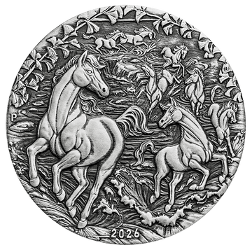 Perth Mint: Lunar III - Rok Konia 2 uncje Srebra 2026 Antiqued Coin