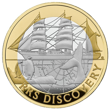RRS Discovery £2 pozłacany Srebro 2025 Proof Piedfort