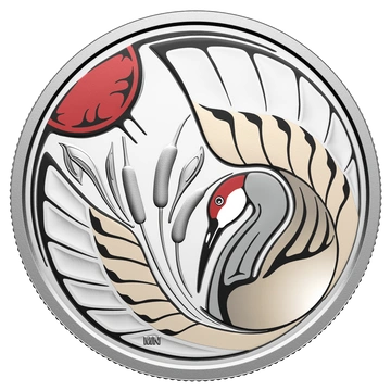 Srebrna Moneta Canada: Clan Animals - Sandhill Crane kolorowany $15 Srebro 2026 Proof 