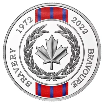 Canada: Medal of Bravery kolorowany 50. rocznica 1 uncja Srebra 2022 Proof 