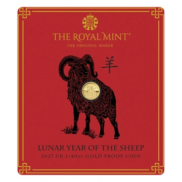Złota Moneta The Royal Mint: Lunar - Rok Owcy 1/40 uncji Złota 2027 Proof