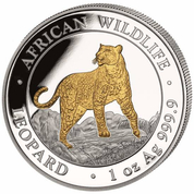 African Wildlife: Leopard pozłacany 1 uncja Srebra 2022