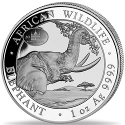 African Wildlife: Słoń Somalijski 1 uncja Srebra 2023 World Money Fair Privy Mark 