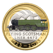 The Centenary of the Flying Scotsman £2 pozłacany, kolorowany Srebro 2023 Proof Piedfort